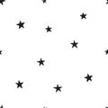 Seamless pattern with black stars on a white background. Vector illustration. Royalty Free Stock Photo