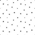 Seamless pattern with black stars on a white background. Vector illustration. Royalty Free Stock Photo