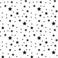 Seamless pattern with black stars on a white background. Vector illustration