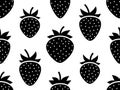 Seamless pattern with black strawberries on a white background. Red strawberries with seeds. Strawberry sweet berries. Design for Royalty Free Stock Photo