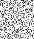 Seamless pattern with black swirl ornament on white