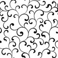 Seamless pattern with black swirls on a white background