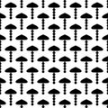 Seamless Pattern Black Unique Shape Art Geometric Circles Repeated Design On White Background Illustration