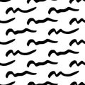 Seamless pattern with black wavy grunge brush strokes Royalty Free Stock Photo