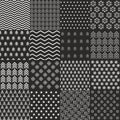 Seamless pattern. Black and white background of squares with different folk textures Royalty Free Stock Photo