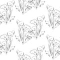 Seamless pattern black and white callas flowers