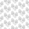 Seamless pattern black and white camomile flowers