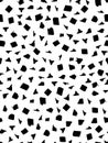 Seamless pattern in black and white color with square, triangular and rectangular shapes. Ink and pen. Hand drawn.