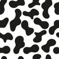 Seamless pattern black and white cow skin, animal print or dalmatian dog stains. Vector illustration. Colorful print can be used