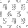 Seamless pattern of black and white fancy ornamental numbers