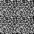 Seamless pattern black white leopard panther fur design, abstract simple lines scandinavian style background grunge texture. trend Royalty Free Stock Photo