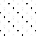 Seamless pattern with black and white line art air balloons for kids posters, wrapping paper, postcards, party