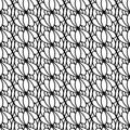 Seamless pattern. Black and white linear background. Decorative geometric petals. Regular doodling design with thin line. Trendy
