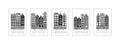 Seamless pattern. Black and white old houses of Amsterdam, Netherlands. Vector illustration. Royalty Free Stock Photo