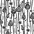 Seamless Pattern with Poppy Heads Royalty Free Stock Photo