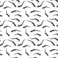 Seamless Pattern of Black and white silhouette of Lizard. Vector