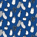 Seamless pattern black and white vegetable hand drawn cartoon vector Royalty Free Stock Photo