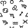Seamless pattern with black zodiac signs