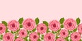 Seamless pattern with blooming roses. Vector floral illustration for postcard, poster, fabric, wrapping paper, decor etc Royalty Free Stock Photo