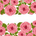 Seamless pattern with blooming roses. Vector floral illustration for postcard, poster, fabric, wrapping paper, decor etc Royalty Free Stock Photo