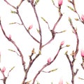 Seamless Pattern with Blooming Tree Branches