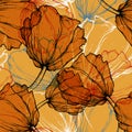 Seamless pattern with blooming tulips