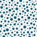 Seamless pattern with blue abstract spots, snowballs, blots. Vector illustration for the design of the winter season Royalty Free Stock Photo