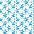 Seamless pattern of blue ballet dancers