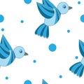 Seamless pattern with blue bird isolated on the white background Royalty Free Stock Photo