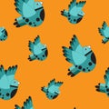 Seamless pattern from blue birds Royalty Free Stock Photo