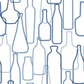 Seamless pattern with blue bottle silhouettes.