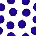 Seamless pattern of blue Christmas balls in vector