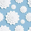 Seamless pattern blue with 3d flower chrysanthemum Royalty Free Stock Photo