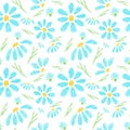 Seamless pattern with blue daisies Royalty Free Stock Photo