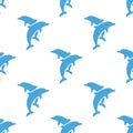 Seamless pattern with blue dolphins couple on white background Royalty Free Stock Photo