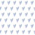 Seamless pattern with blue doodle hearts,