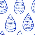Seamless pattern blue drops with ornament Royalty Free Stock Photo