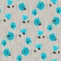 Seamless pattern of blue flowers on a gray background. Watercolor -1 Royalty Free Stock Photo