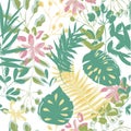 seamless pattern of plants on a white background