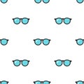 Seamless pattern with blue hipster glasses on white background Royalty Free Stock Photo
