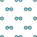 Seamless pattern with blue hipster glasses on white background Royalty Free Stock Photo