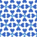 Seamless pattern blue ikat watercolor on white background