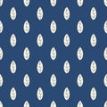 Seamless pattern from blue leaves. Strict flat design. Geometric background. Printing on fabric, wrapping paper. Vector Royalty Free Stock Photo