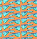 Seamless pattern with Blue Moscow Guppy on orange background