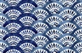 watercolor seamless pattern. blue oriental ornament, fish scales. Moroccan tiles. authentic hand drawing