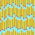 Seamless pattern with blue pencils on white background. Back to school texture with comic pencils. Vector Illustration.