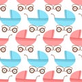 Seamless pattern with baby carriage - vector illustration, eps Royalty Free Stock Photo