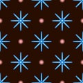 Seamless pattern of blue and pink stars.