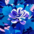 Seamless pattern with blue and purple flowers. Vector illustration. AI Generated Royalty Free Stock Photo