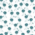 Seamless pattern with blue random hydrangea flowers elements. White background Royalty Free Stock Photo